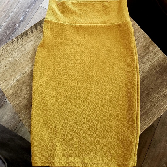 Lularoe Cassie Pencil Skirt Mustard Yellow - Picture 3 of 4